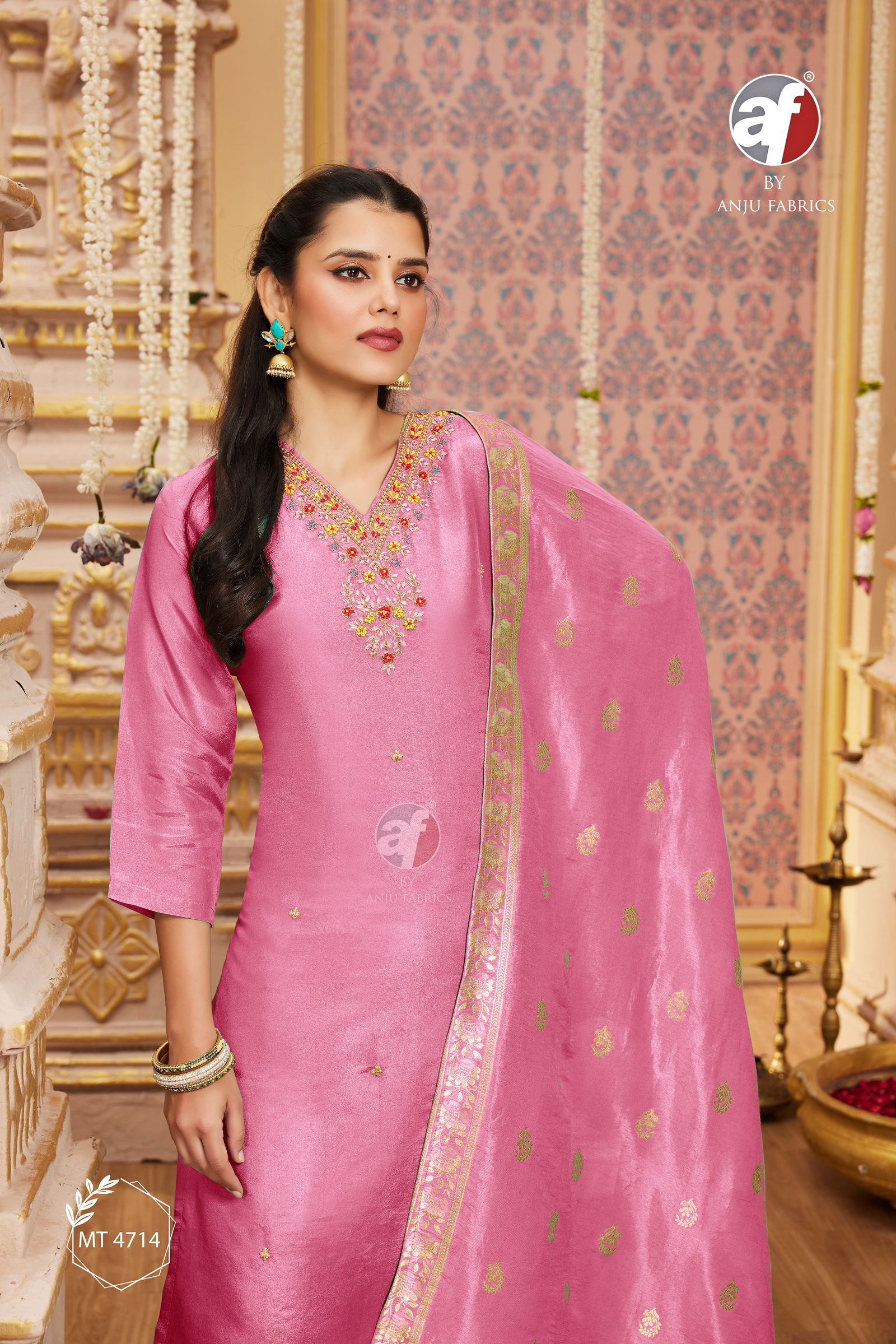 MT 4714 By Af Tissue Shimmer Designer Readymade Suits Wholesale Market In Surat